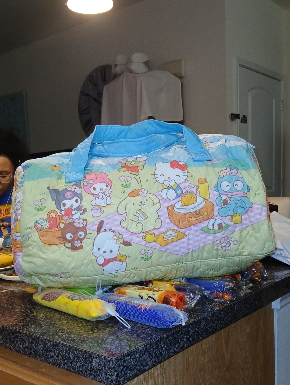 #Sanrio Pastel Picnic #Quiltedbag  HUGE NRW NEW NEW #DuffleBag - Light Blue Trim